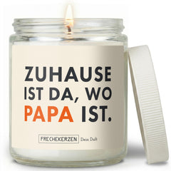 Kerze mit Spruch | zuhause ist da, wo papa ist.