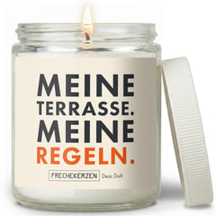 Duftkerze mit Spruch | meine terrasse. meine regeln.