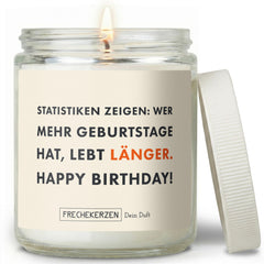 Freche Kerze | statistiken zeigen: wer mehr geburtstage hat, lebt länger. happy birthday!